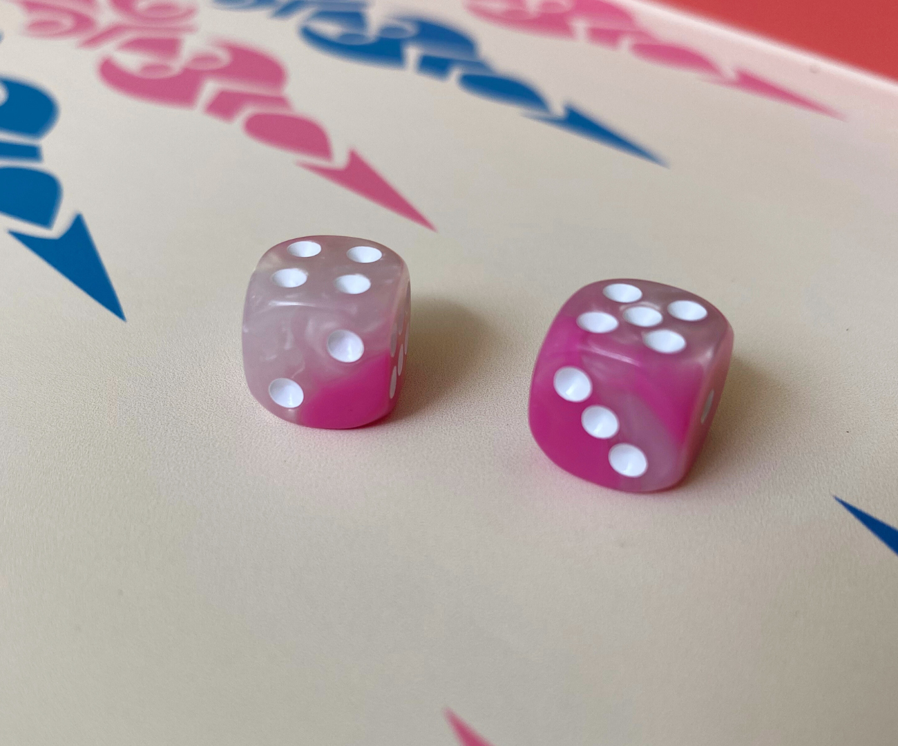Happy White-Pink Dice
