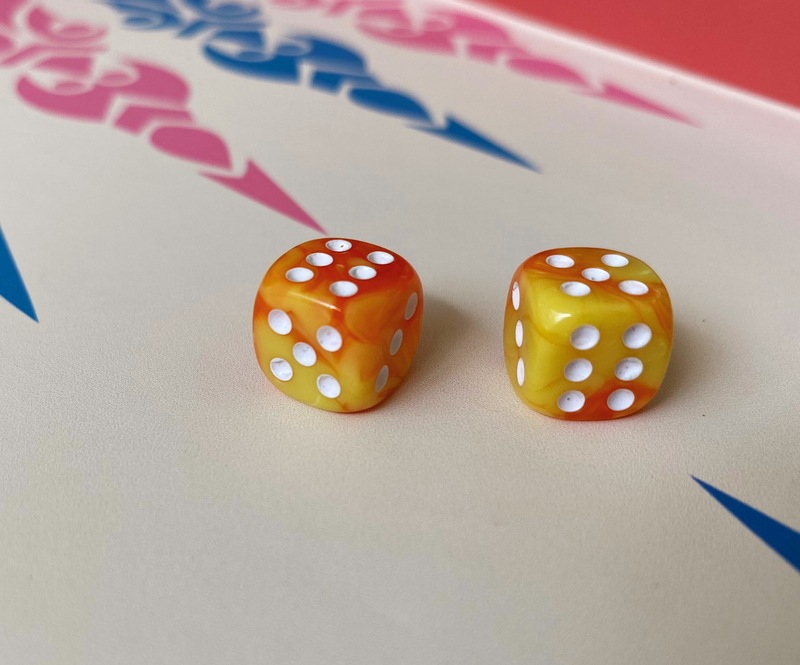 Happy Yellow-Orange Dice