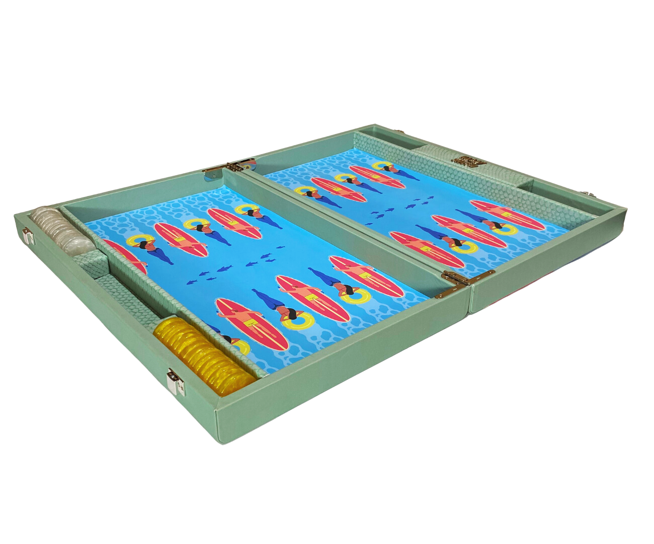 Happy Summer Backgammon Set | Luxury Vegan Leather Backgammon Set